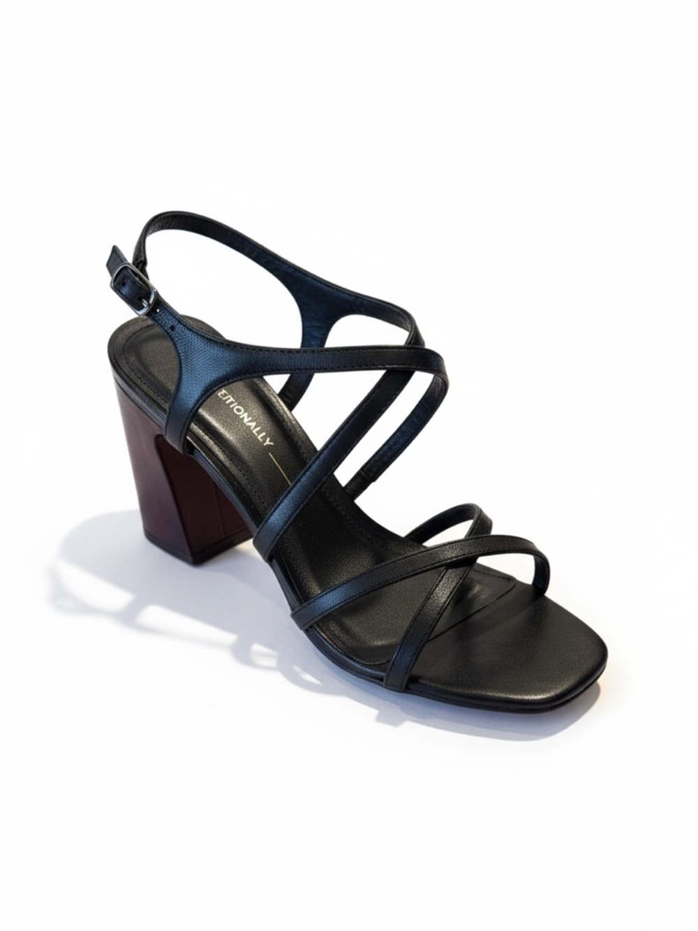 Intentionally Blank Naples Black Block Heel Sandals Square Toe NEW EU38 US 7-7.5